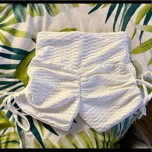 White scrunch bottom shorts
